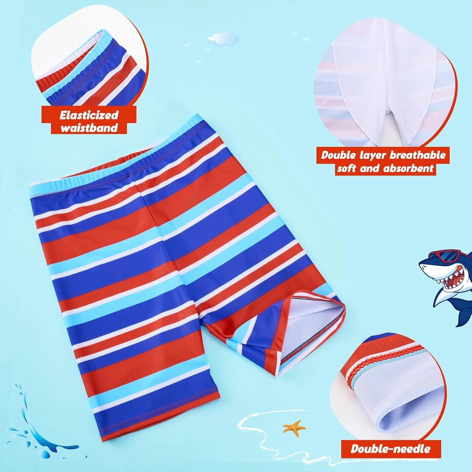 Kids Swimsuit Boys Two Pieces Shark Swimsuit Toddler Rash Guard and Trunk