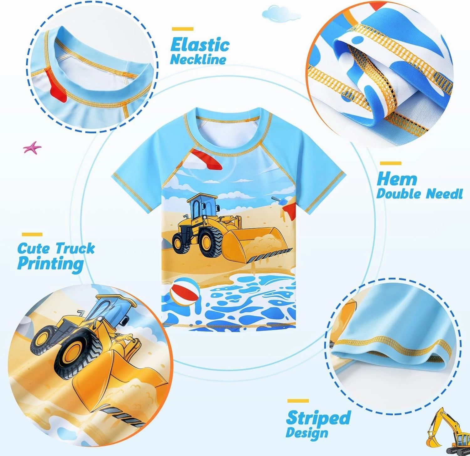 Kids Swimsuit Boys Two Pieces Shark Swimsuit Toddler Rash Guard and Trunk