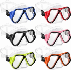 Kingdder 6 Pcs Adult Swimming Goggles with Nose Cover for Women Men Swim Mask Pool Goggles Tempered Glass Anti Fog Snorkel Dive Mask Glasses Snorkeling Gear for Adult Youth 6 Colors