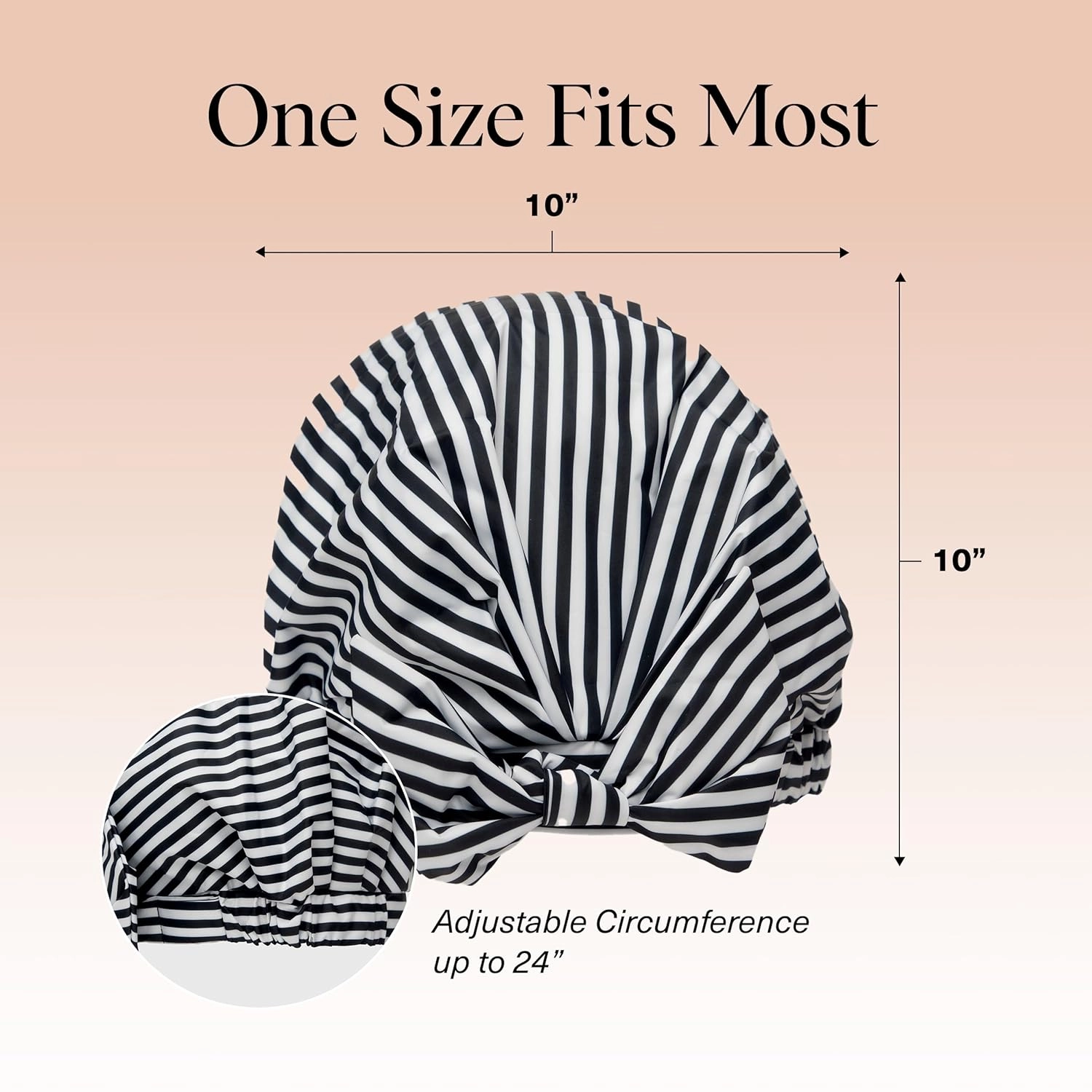 Kitsch Luxury Shower Caps for Women Reusable Waterproof - Large Shower Cap for Women and Men, Non-slip, Quick-dry Hair Cap for Long & Short Hair, Comfortable and Stylish Design - Stripe