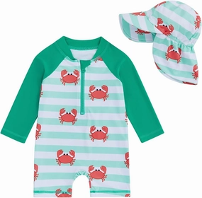 KMBANGI Toddler Baby Boy Mallard Swimsuit Kids Rash Guard Long Sleeve One Piece Bathing Suit Duck Hunting Swimwear with Hat