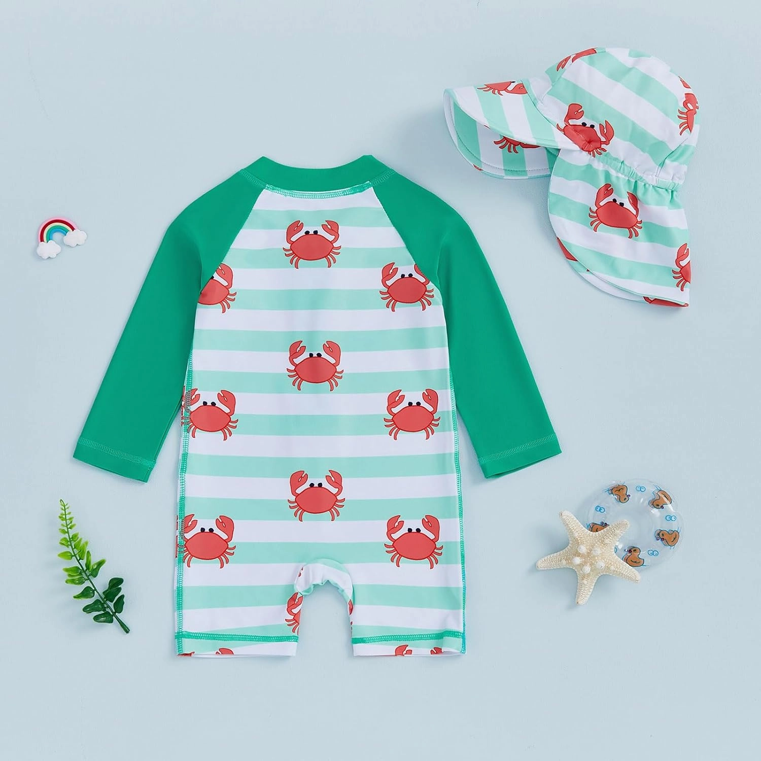KMBANGI Toddler Baby Boy Mallard Swimsuit Kids Rash Guard Long Sleeve One Piece Bathing Suit Duck Hunting Swimwear with Hat