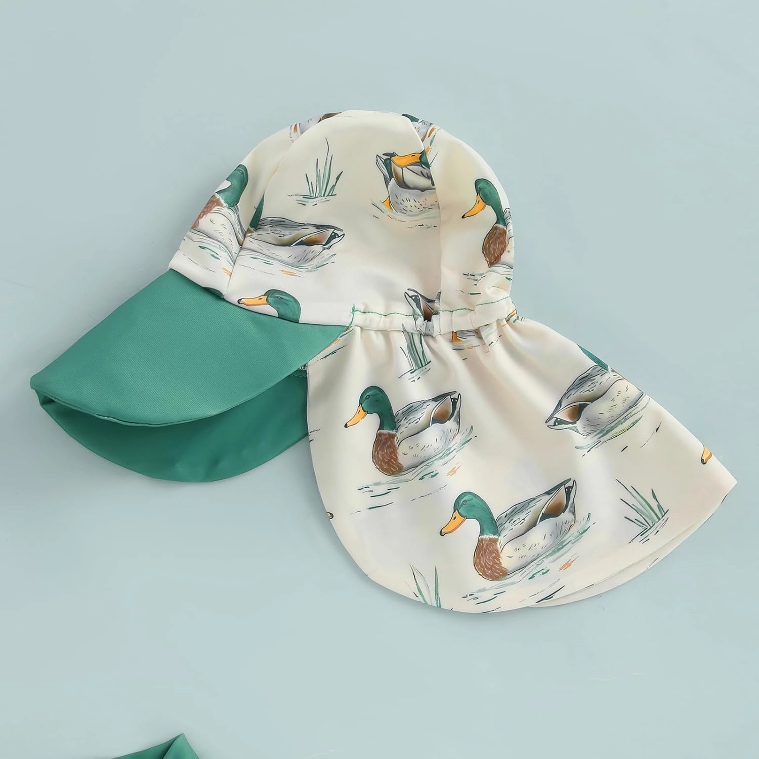KMBANGI Toddler Baby Boy Mallard Swimsuit Kids Rash Guard Long Sleeve One Piece Bathing Suit Duck Hunting Swimwear with Hat