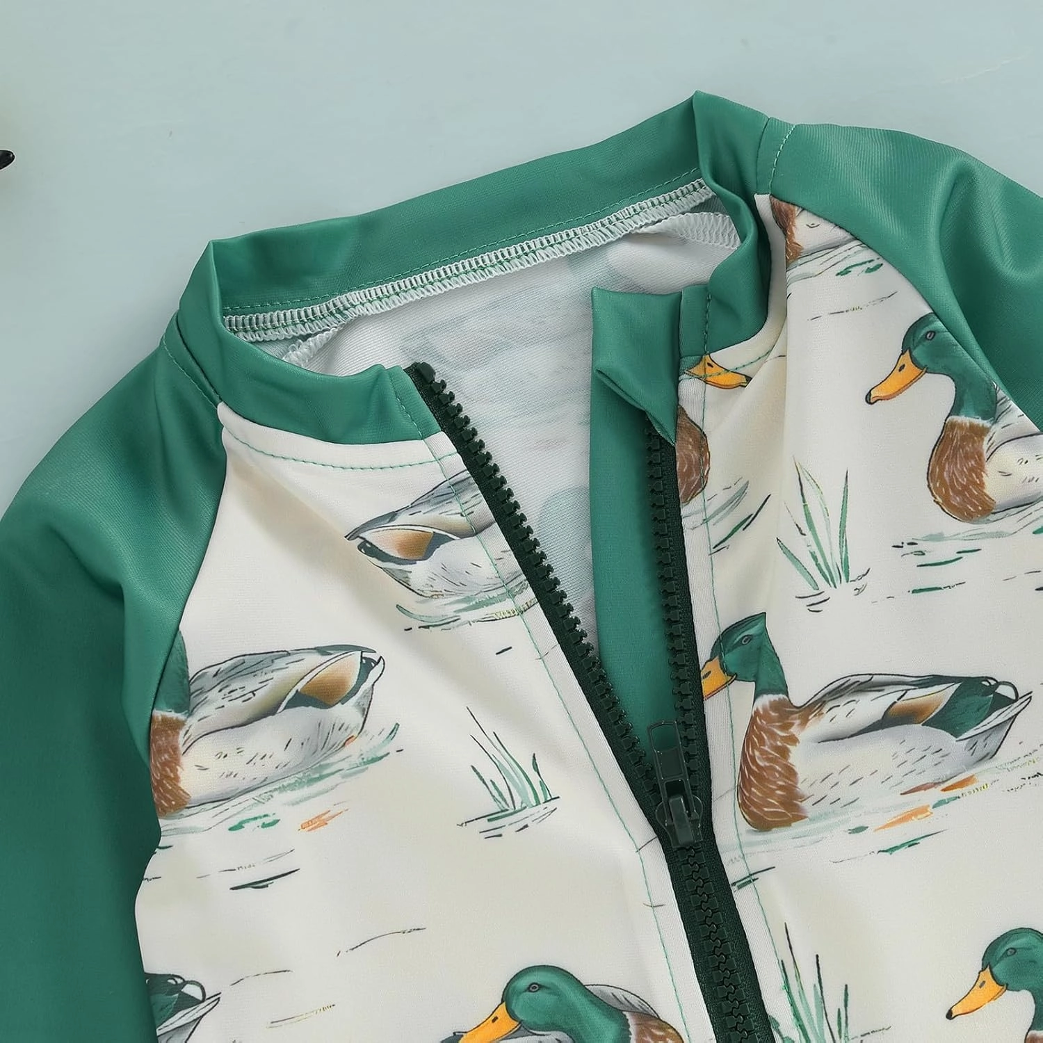 KMBANGI Toddler Baby Boy Mallard Swimsuit Kids Rash Guard Long Sleeve One Piece Bathing Suit Duck Hunting Swimwear with Hat
