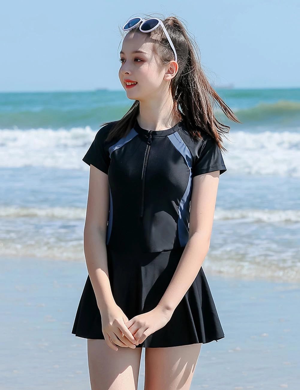 KORADI Girls Swimsuits Rash Guard Swim Set Kids Two-Piece Bathing Suits Teen Swimwear Beach Shorts Sun Protection Swim Shirts