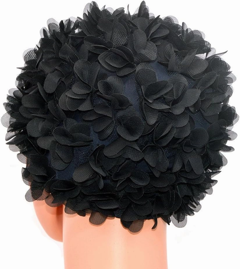 Lace Vintage Swim Cap Floral Petal Retro Style Bathing Caps for Women Rose