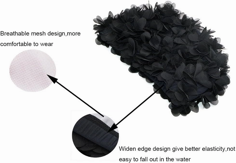 Lace Vintage Swim Cap Floral Petal Retro Style Bathing Caps for Women Rose