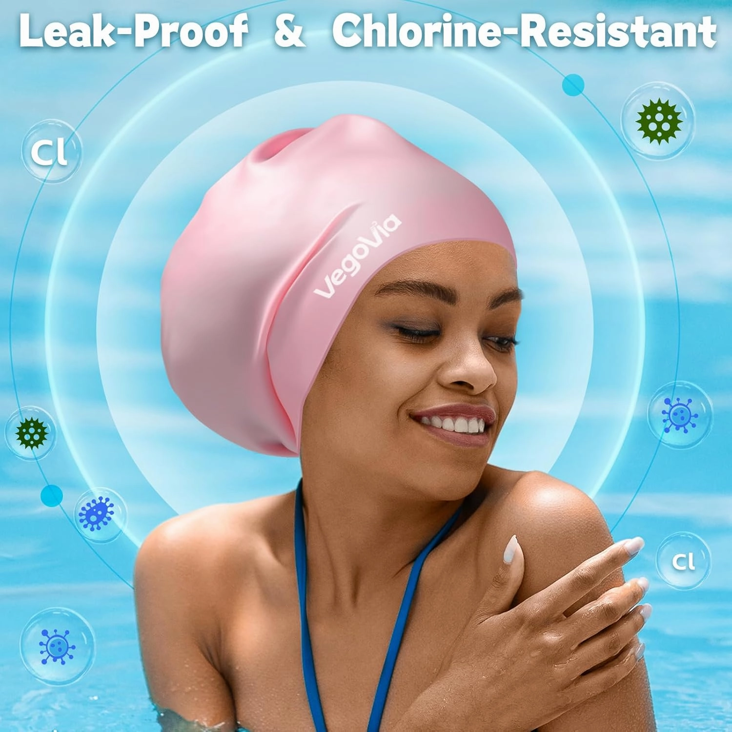 Large Swim Cap for Braids and Dreadlocks, Waterproof Silicone Swimming Cap for Women Men Adult Long Hair to Keep Hair Dry