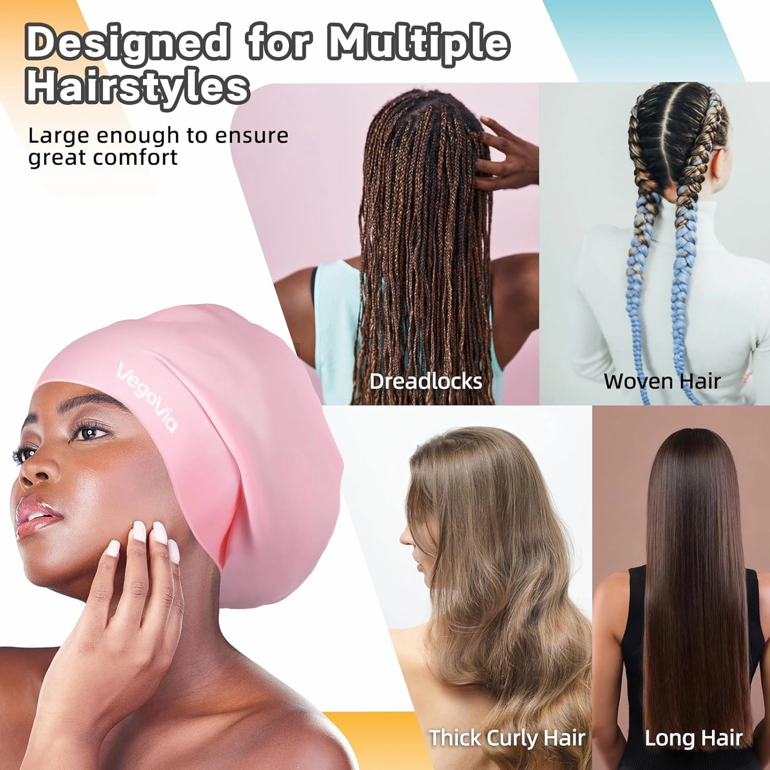 Large Swim Cap for Braids and Dreadlocks, Waterproof Silicone Swimming Cap for Women Men Adult Long Hair to Keep Hair Dry