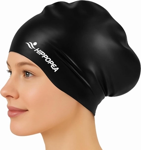 Large Swim Cap for Long Hair Women, Dreadlocks, Weaves, Hair Extensions, Braids, Curls & Afros - 3D Ergonomic Design Silicone Swim Cap Woman Kids Men Adults Boys Girls