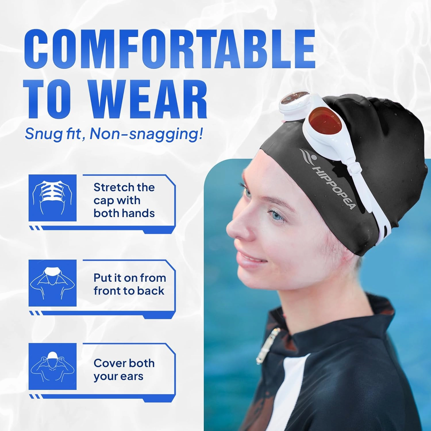 Large Swim Cap for Long Hair Women, Dreadlocks, Weaves, Hair Extensions, Braids, Curls & Afros - 3D Ergonomic Design Silicone Swim Cap Woman Kids Men Adults Boys Girls