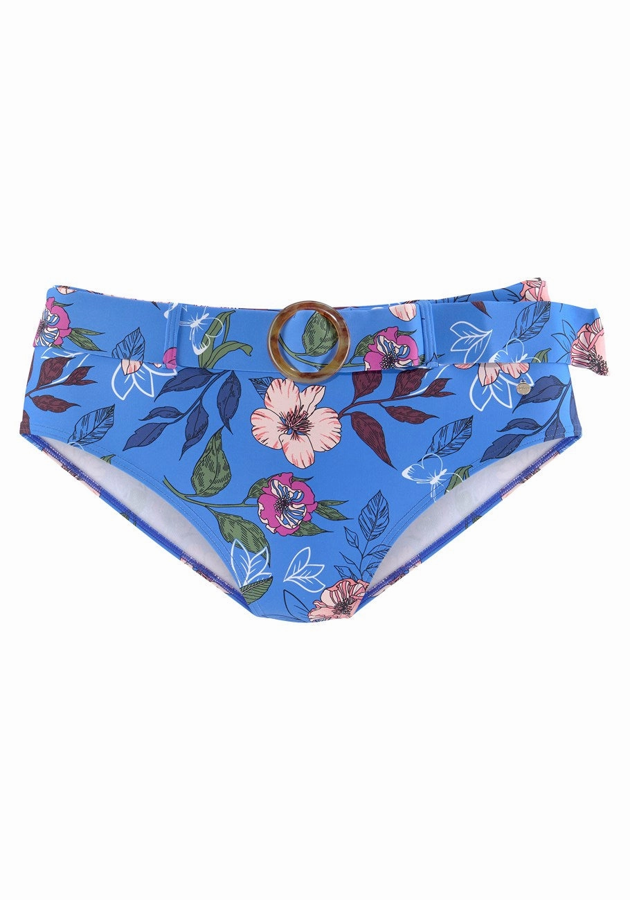 LASCANA Women's Belted High Waisted Bikini Swim Bottom