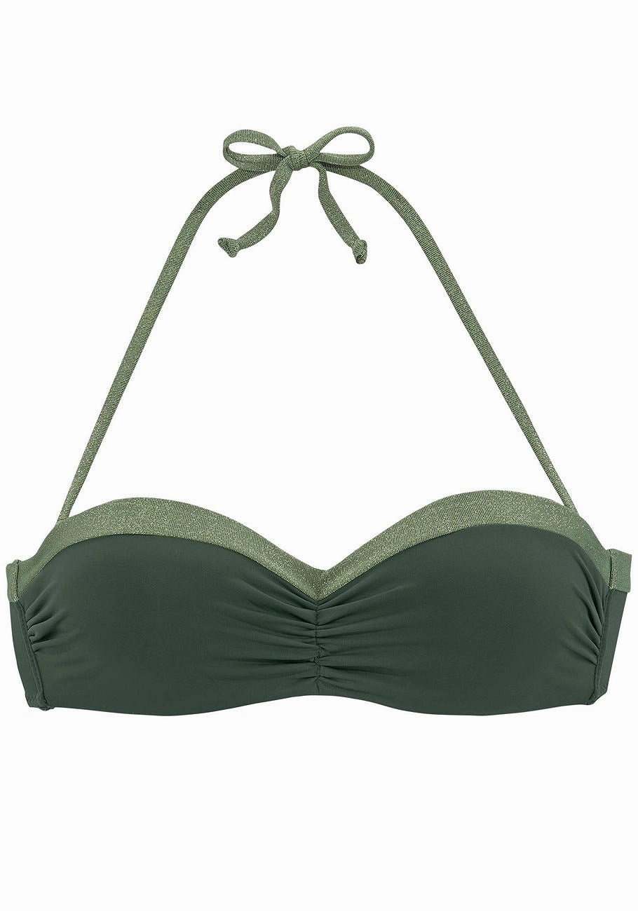 LASCANA Women's Metallic Trim Bandeau Bikini Top