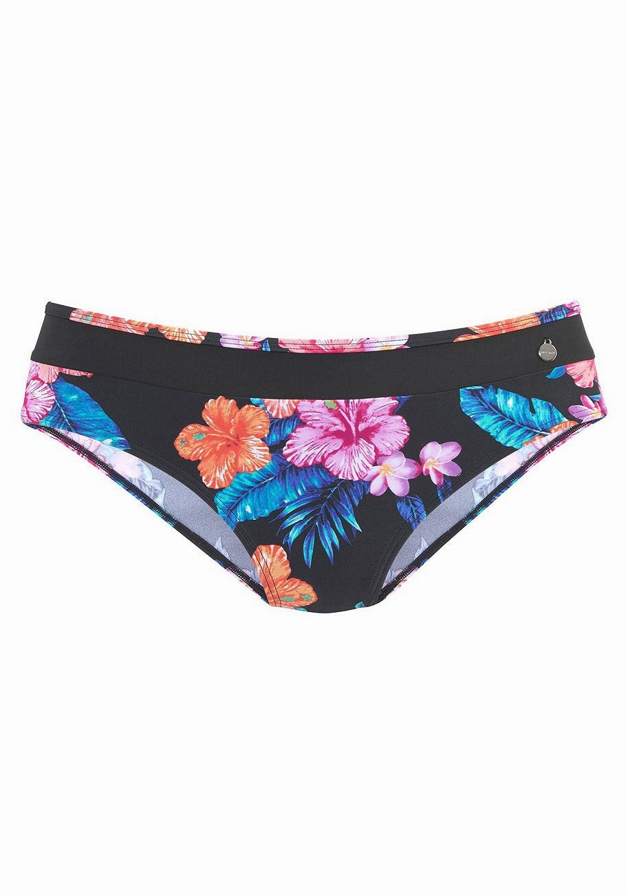 LASCANA Women's Print Mid Rise Bikini Bottom