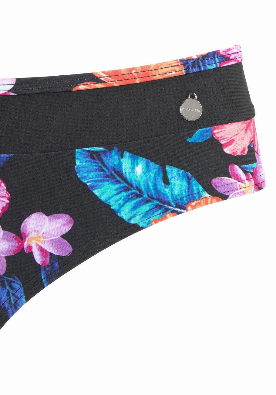 LASCANA Women's Print Mid Rise Bikini Bottom