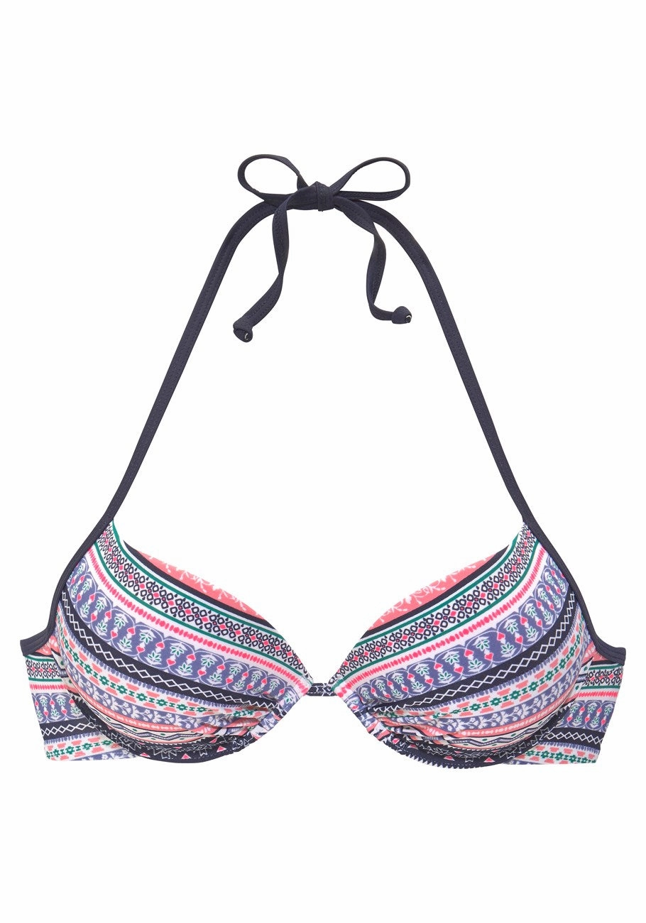 LASCANA Women's Printed Push Up Bikini Top