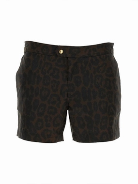 Leopard Print Tailored Swimsuit With Buckle Detail