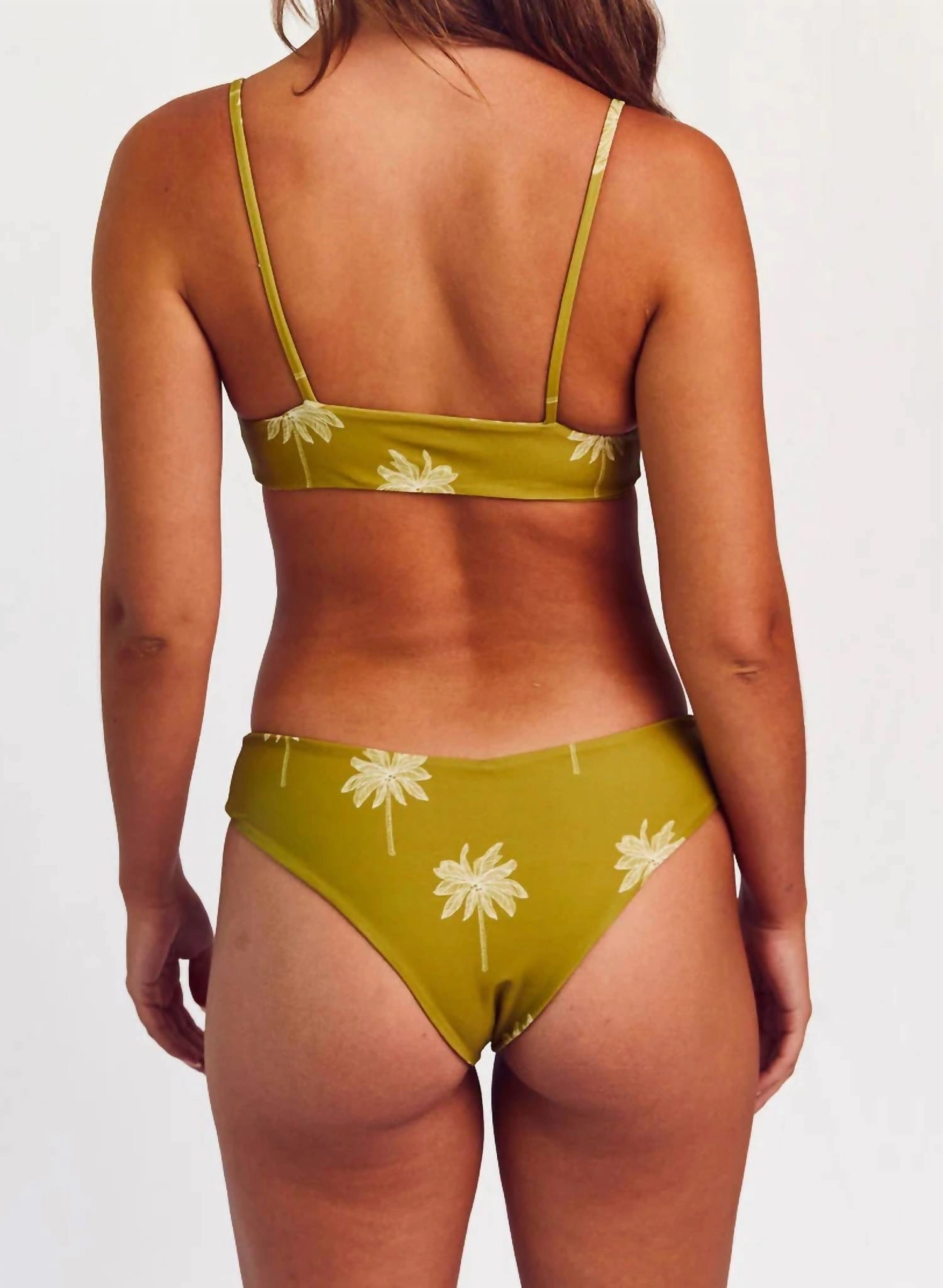 Lila Bottom Bikini Set In Olive Palmas