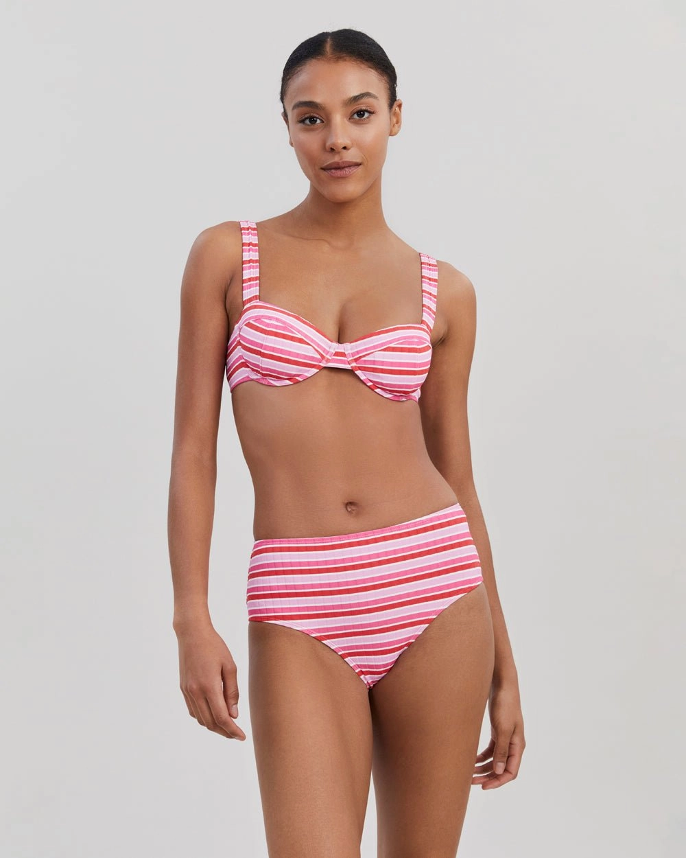 Lilo Ribbed Bikini Bottom Pink Multi Stripe