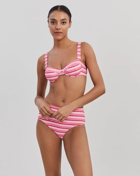 Lilo Ribbed Bikini Top Pink Multi Stripe