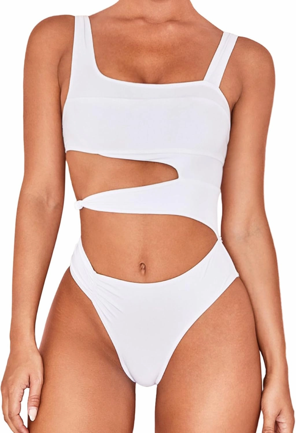 Lilosy Sexy Knotted Ruched High Cut Leg One Piece Swimsuit