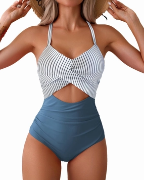 Limeeke Women Cutout One Piece Swimsuit Tummy Control High Waisted Swimwear Wrap Tie Back Bathing Suit