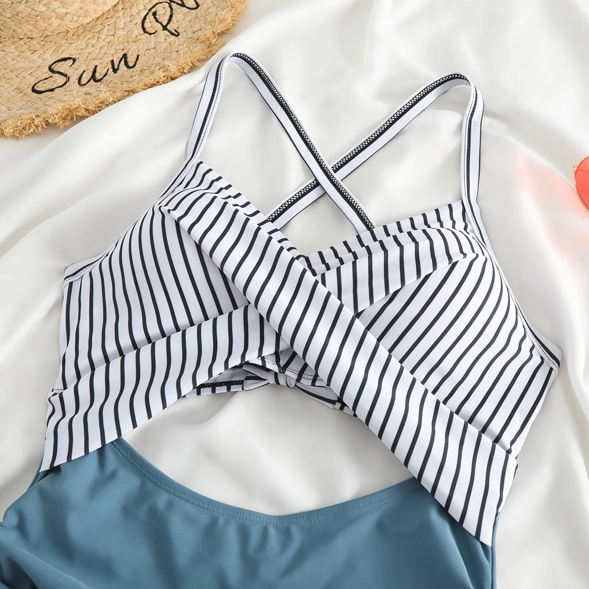 Limeeke Women Cutout One Piece Swimsuit Tummy Control High Waisted Swimwear Wrap Tie Back Bathing Suit