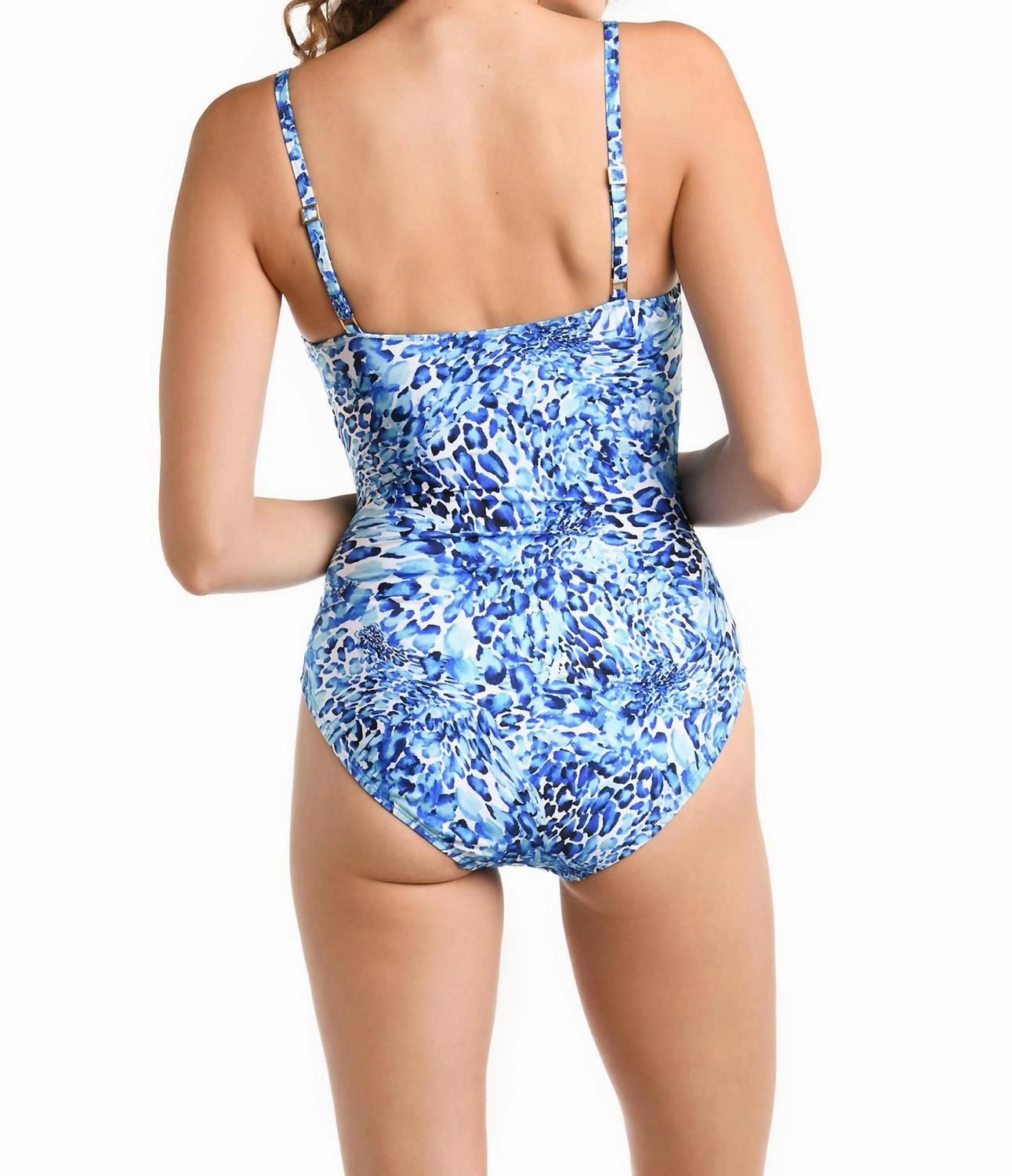Lingerie Printed Scoop Neck One Piece In Aquatic Nature Blue