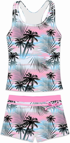 Little Girls' Summer Swimwear Two Piece Boyshort Tankini Kids Swimsuit