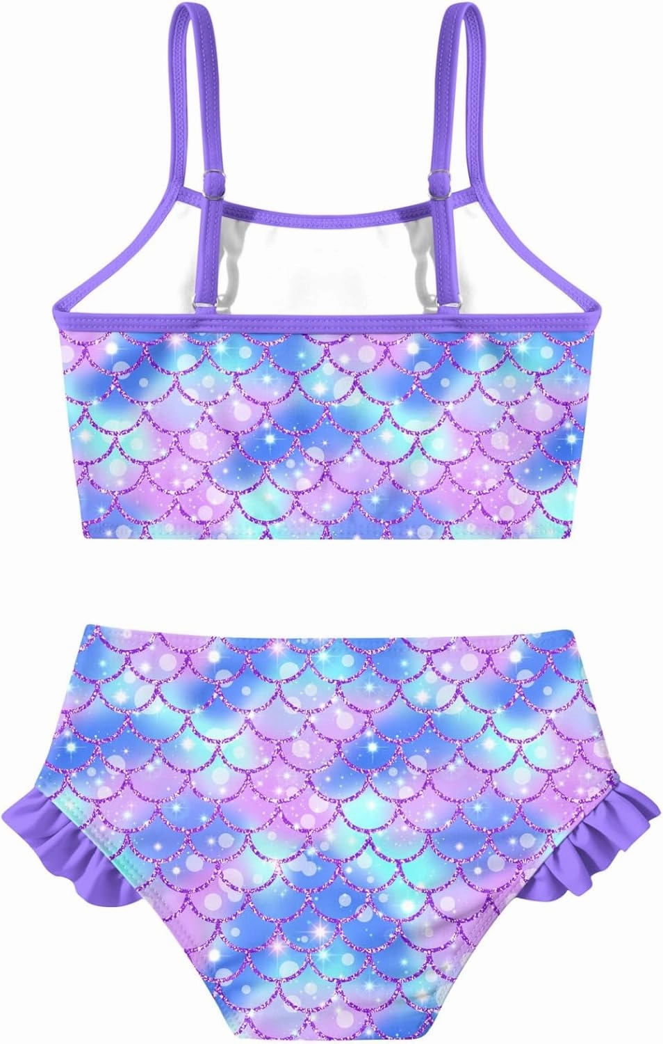 Little Girls Two Piece Mermaid Bikini Set Ruffle Adjustable Summer Beach Bathing Swimsuit 3-7 Years for Kids