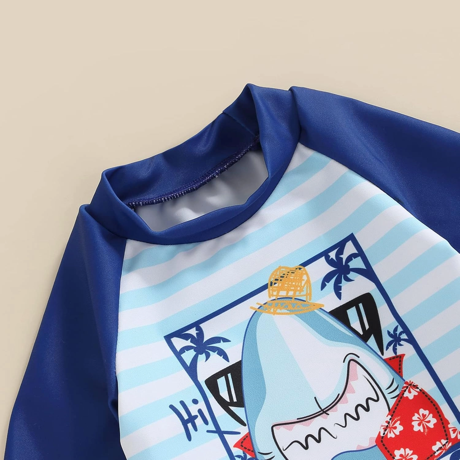 Little Kids Swimsuit Boys Girls Cute Cartoon Long Sleeve Tankini Bathing Suit Summer Beach Hawaii Swim Set