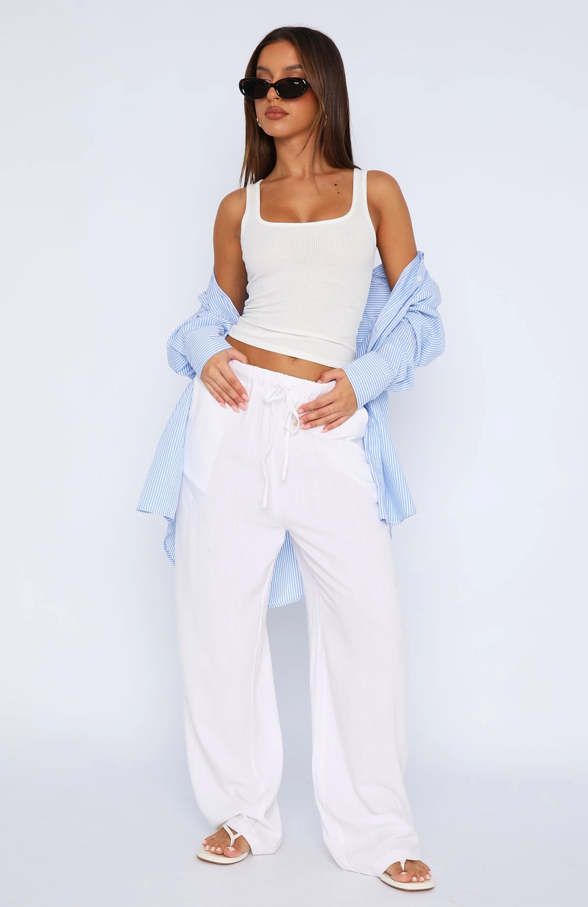Live It Up Linen Pants White