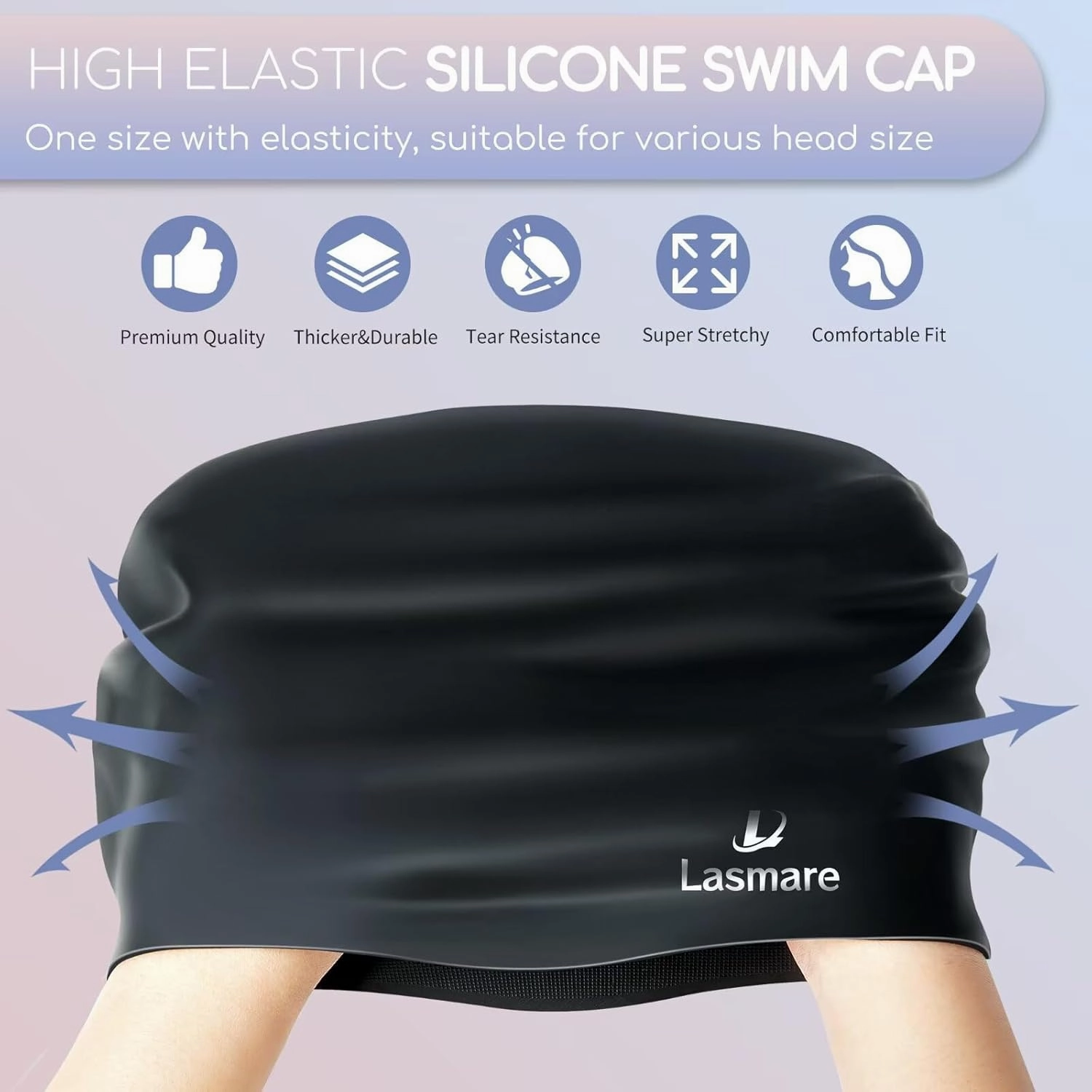 Long Hair Swim Cap for Women 2 Pack, Silicone Swimming Caps for Unisex Adult Women Men with Ear Plugs & Nose Clip Set, Waterproof Adult Swim Hats Bathing Caps to Keep Hair Dry