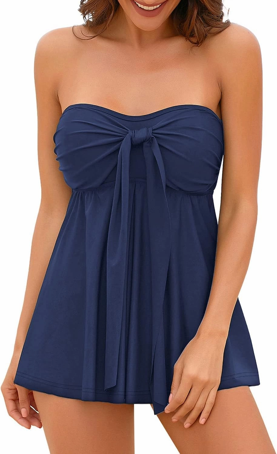 LookbookStore Women's Halter Bandeau Self-Tied Tankini Set Two Pieces Swimsuits