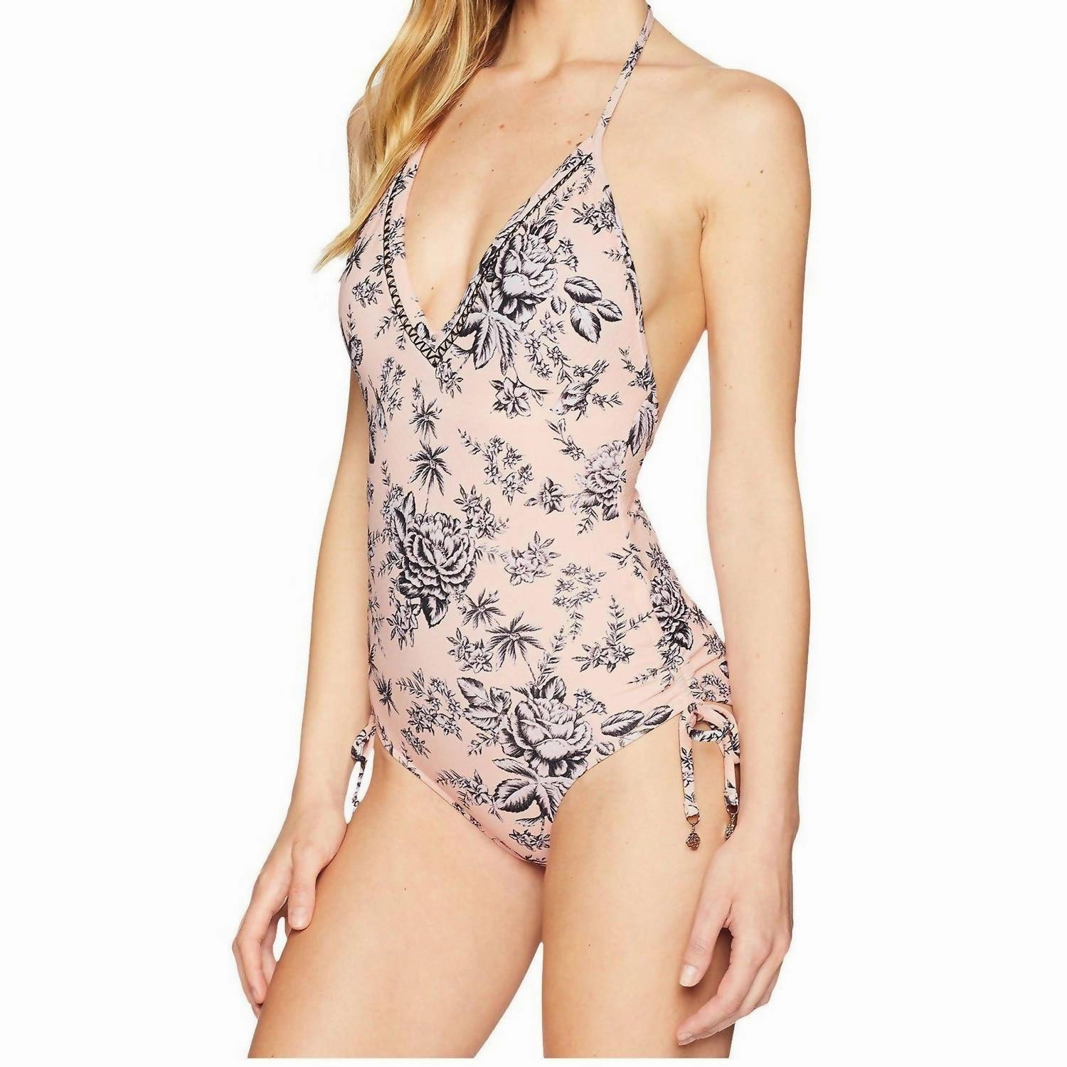 Love Bird Deep V One Piece In Peach