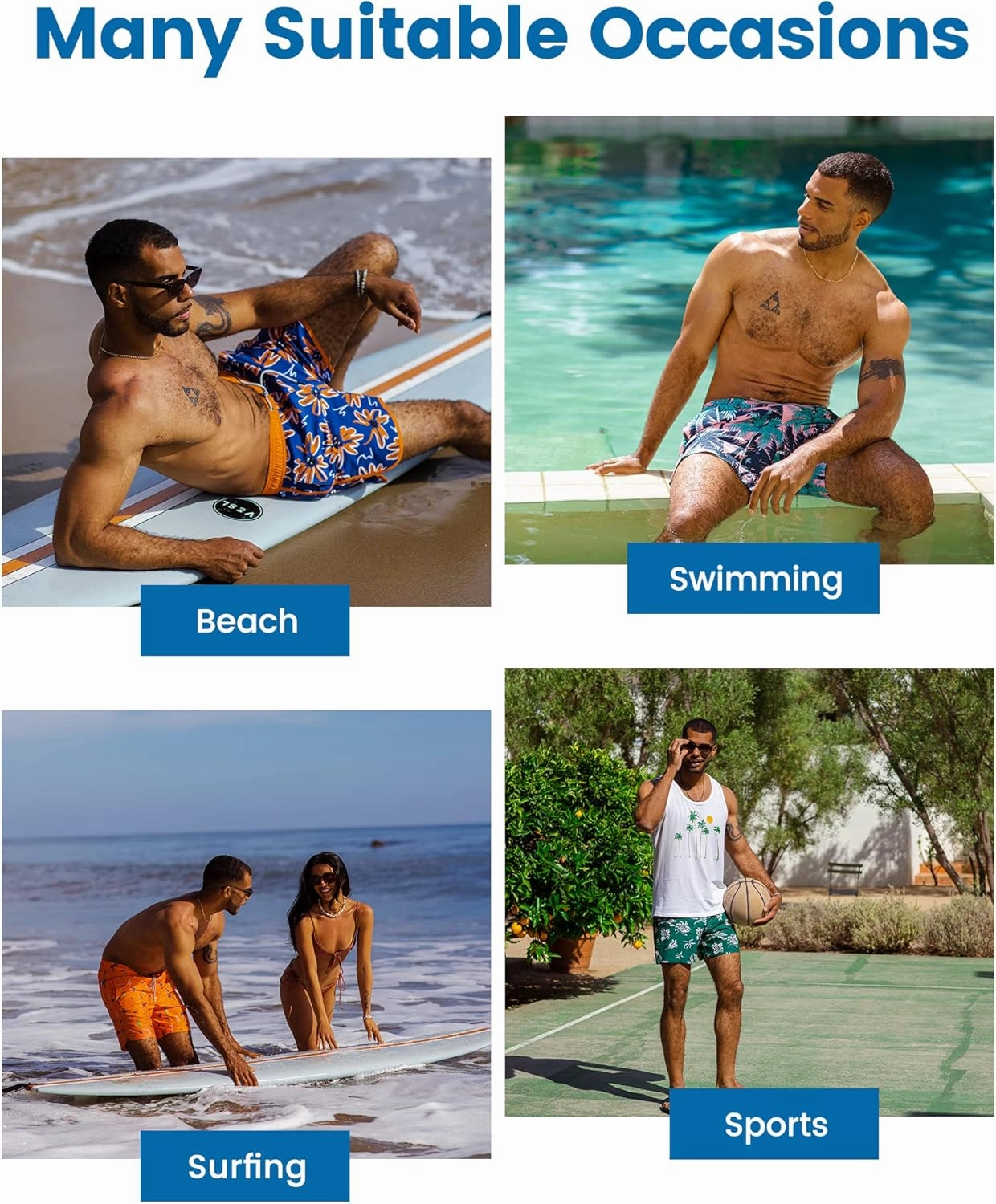 maamgic 5inch Mens Swim Trunks with Compression Liner 2-in-1 Swimming Shorts Stretch Quick Dry with Zipper Pockets