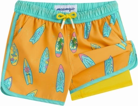 maamgic Boys Swim Trunks with Compression Liner Vintage Swim Shorts Toddler Swimsuit