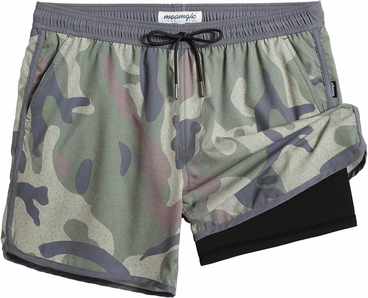 maamgic Mens Short 80s 90s Vintage 5.5" Swim Trunks Swimsuits Board Shorts Compression Liner Quick Dry 2 in 1 Beach Swimwear