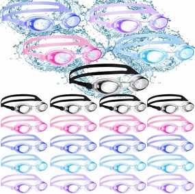 Macarrie 30 Pack Swim Goggles Bulk No Leaking Swimming Goggles with Ear Plugs and Nose Clip for Adult Men Women Youth