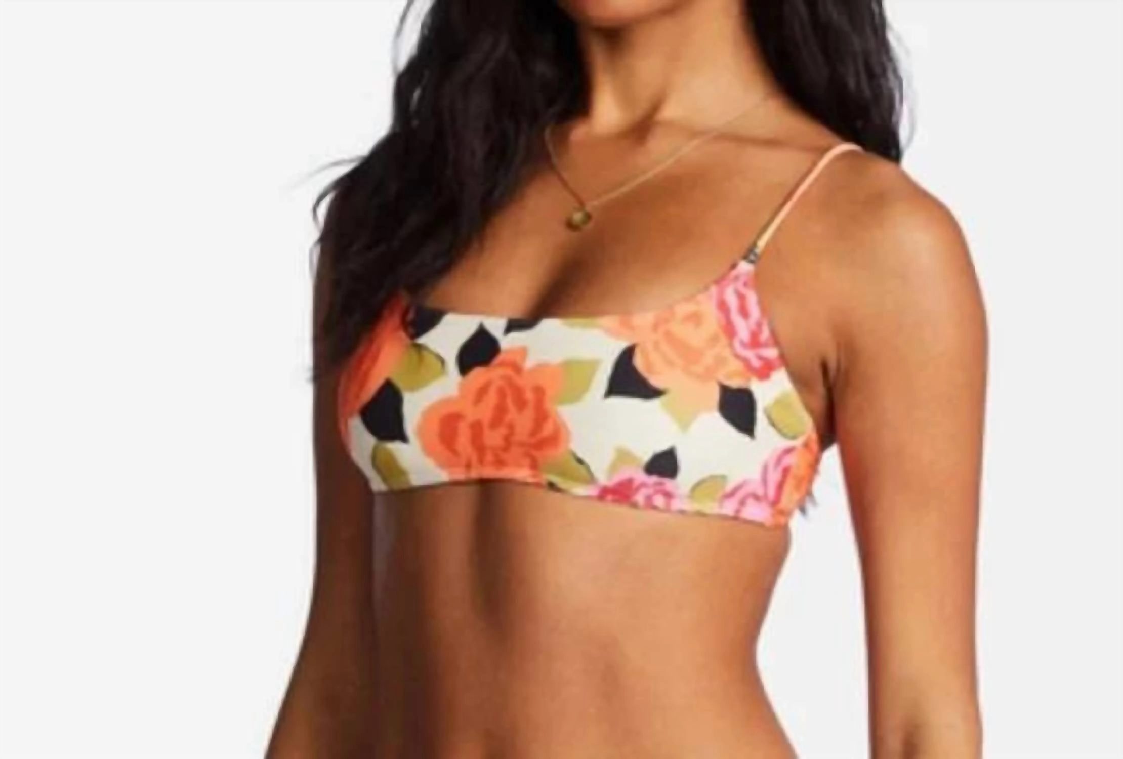 Magic Gardens Skinny Mini Crop Bikini Top In Antique White
