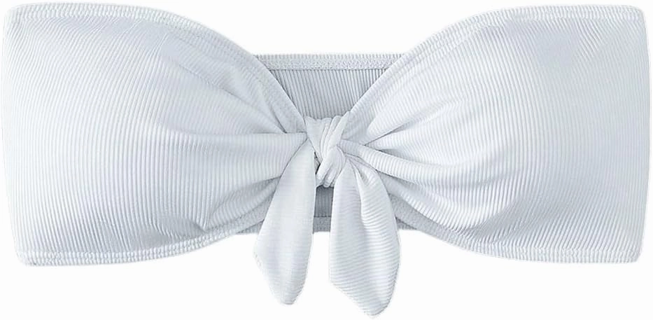 MakeMeChic Women's Bandeau Bikini Top Knot Front Strapless Swimsuit Bathing Tops