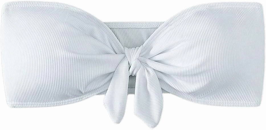 MakeMeChic Women's Bandeau Bikini Top Knot Front Strapless Swimsuit Bathing Tops