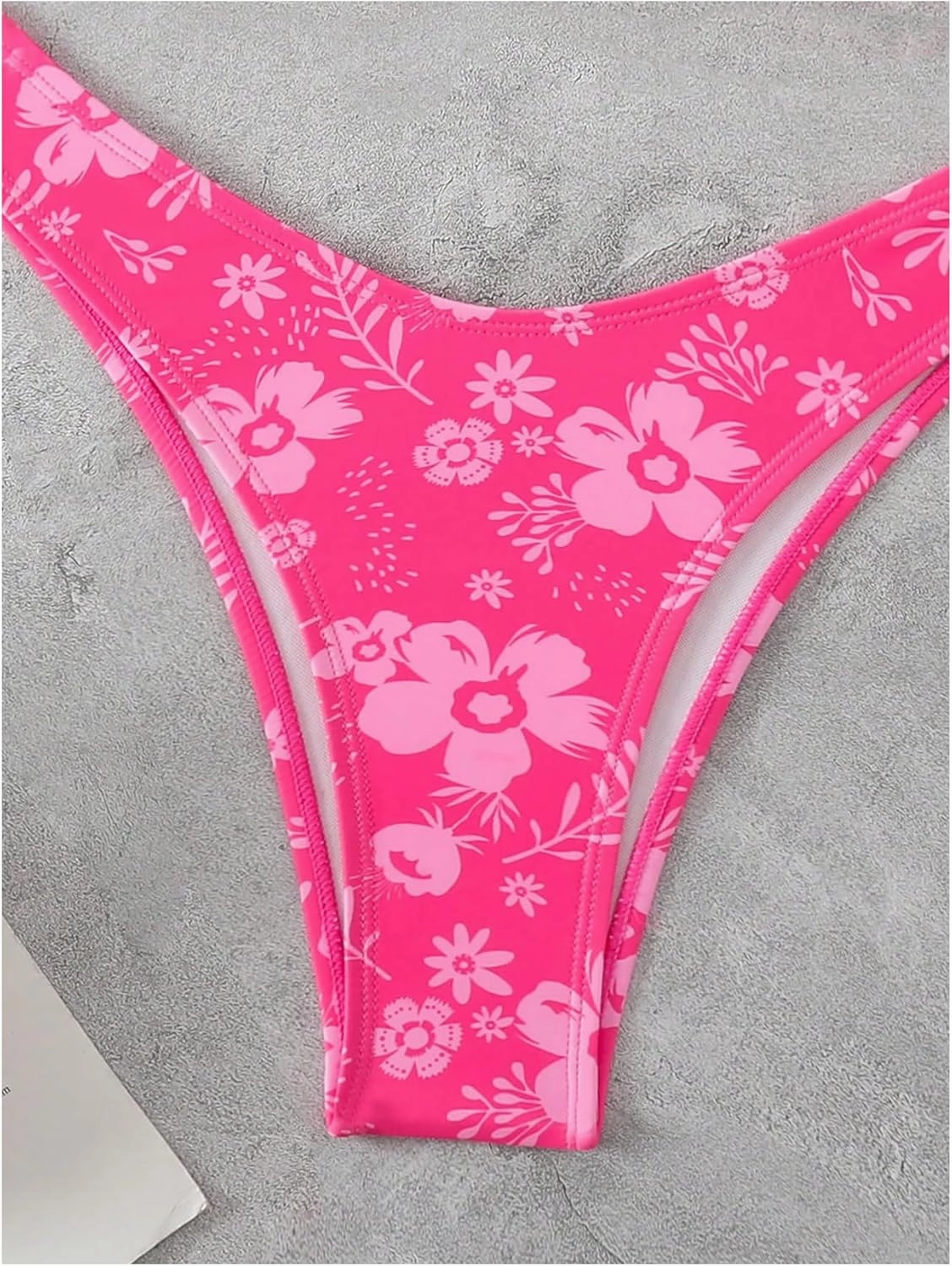 MakeMeChic Women's Floral Bikini Sets Strapless Bandeau Ring Metal Ruched Bathing Suit 2 Piece Swimsuits