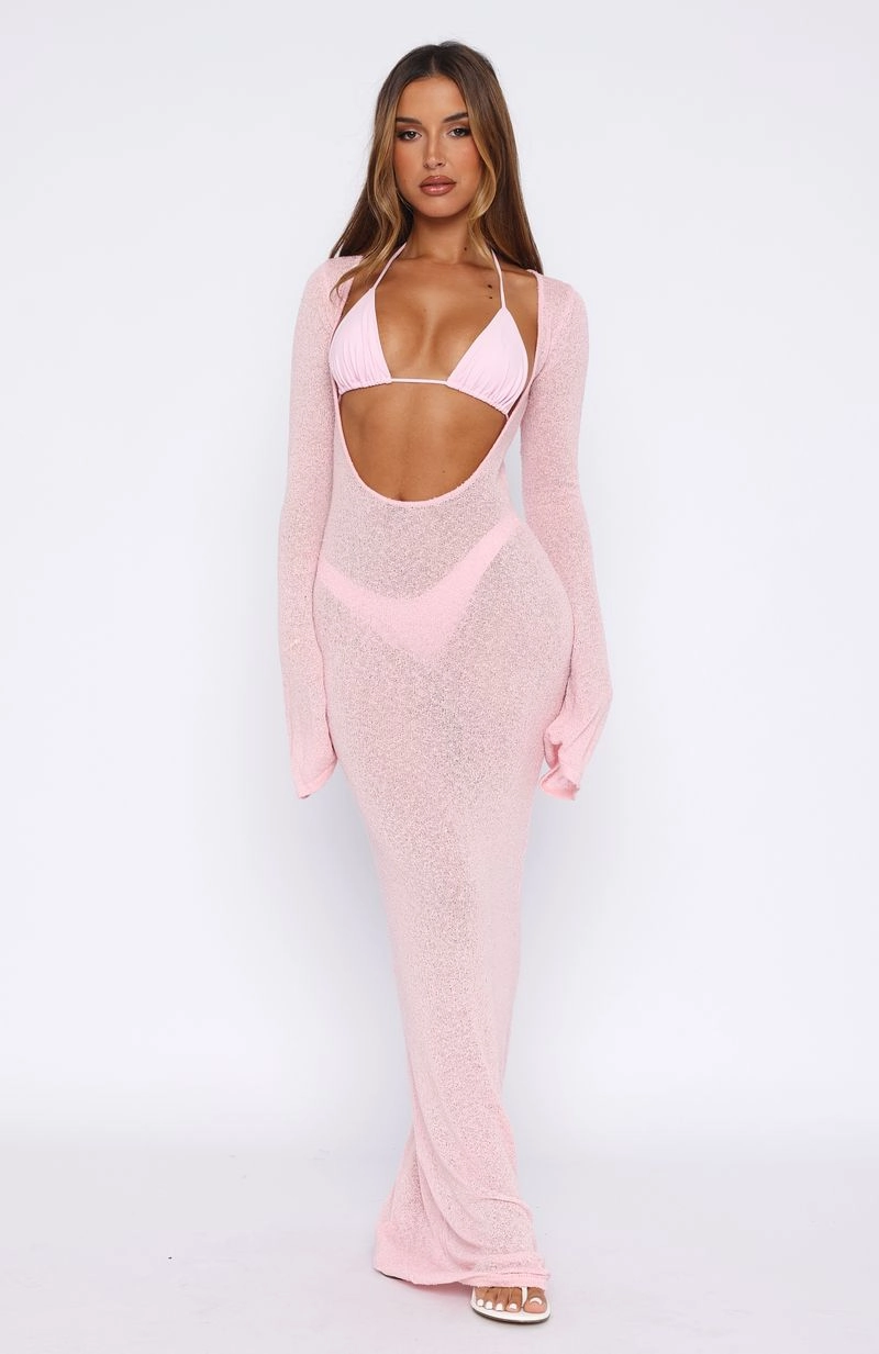 Malta Mermaids Long Sleeve Maxi Dress Blush Pink