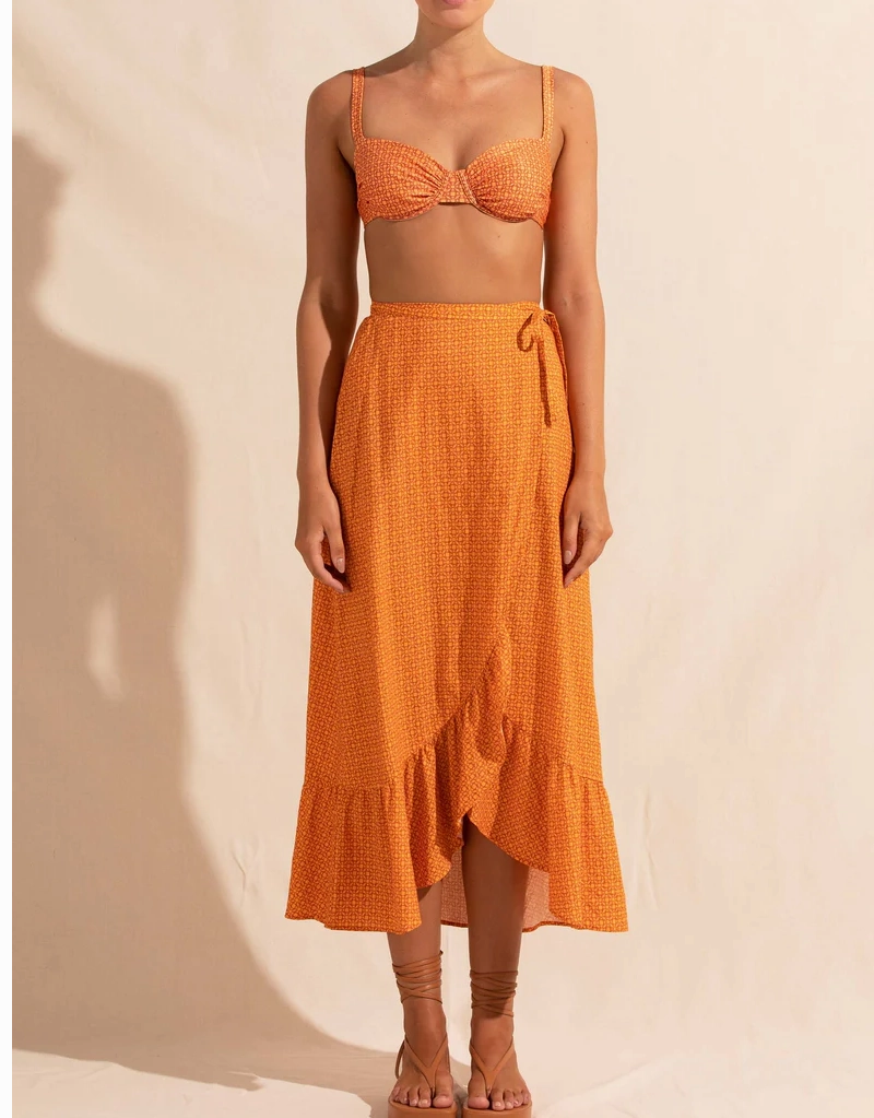 Marigold Ruched Holiday Balconette Underwire Bikini Top, Removable Padding