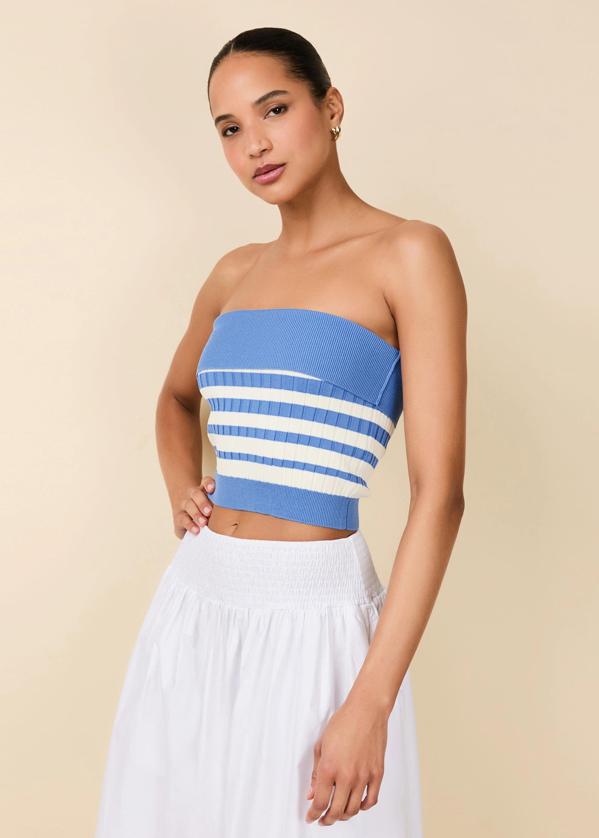 Marnie Top Marina Blue Sunset Stripe