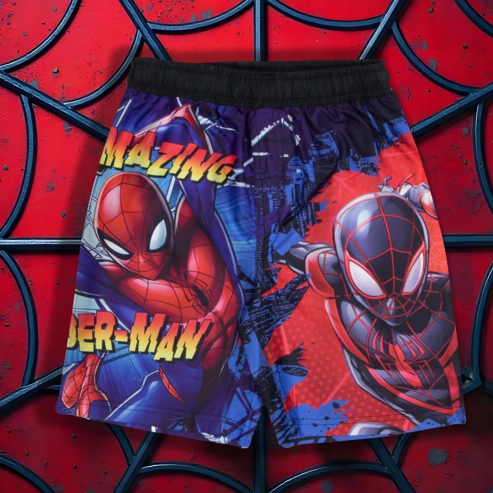 Marvel Boys Avengers, Spiderman, Black Panther, Captain America, Miles Morales 2-Piece Swimsuit Set, Rash Guard & Swim Trunks