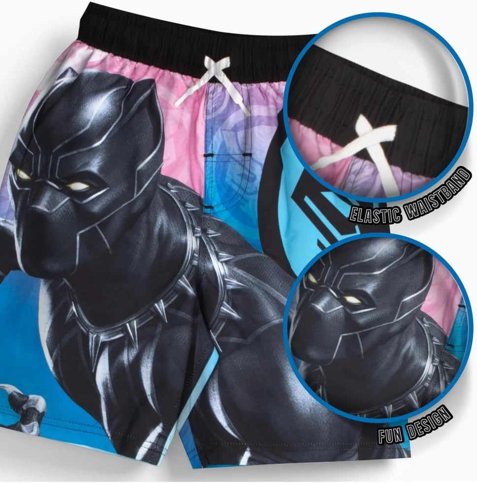 Marvel Boys Avengers, Spiderman, Black Panther, Captain America, Miles Morales 2-Piece Swimsuit Set, Rash Guard & Swim Trunks