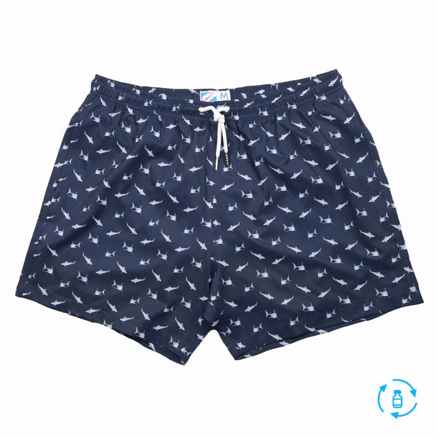 Men's Sharks Swim Trunks In Navy With Grey Sharks