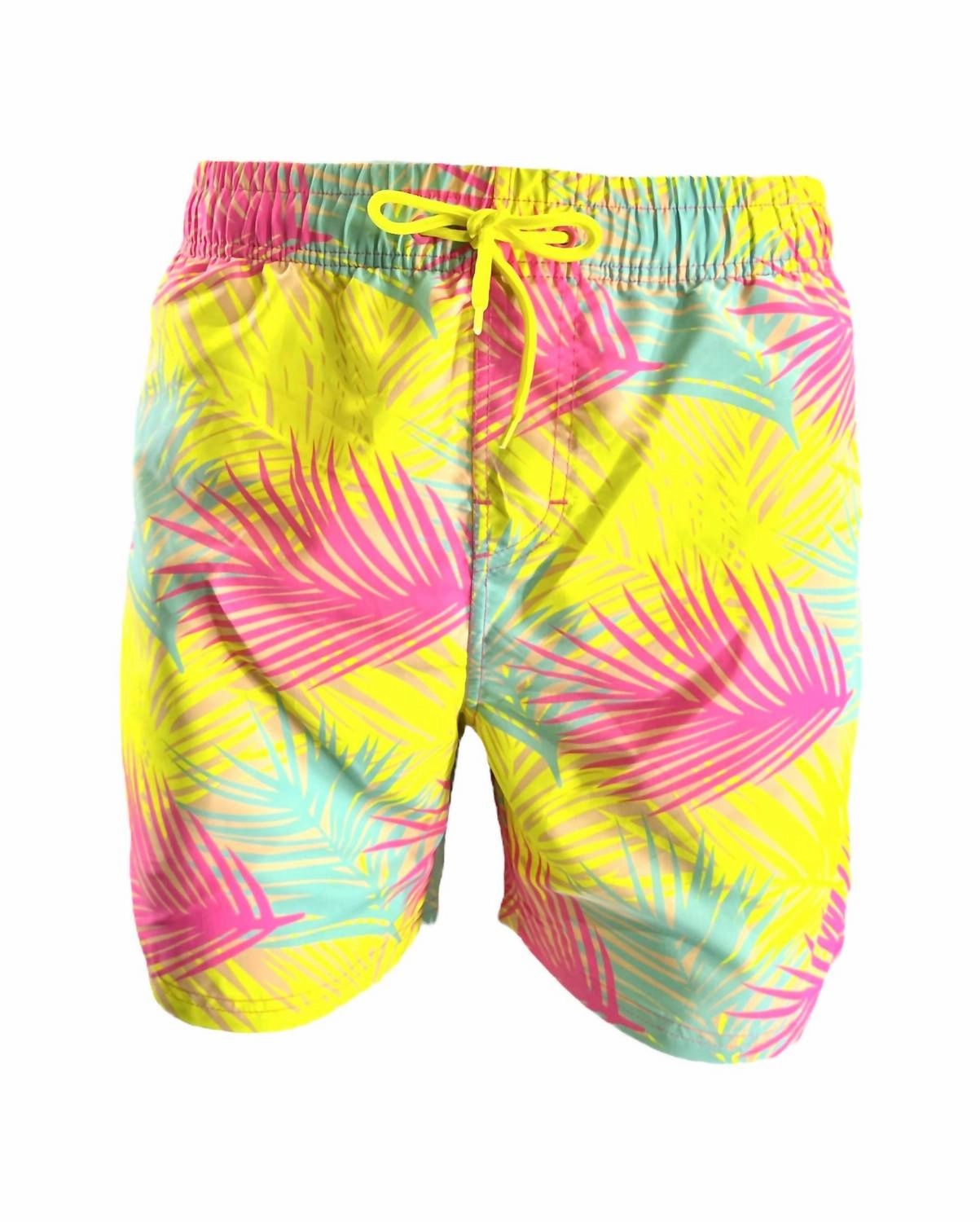 Men's Swim Shorts In Neon Multi Palms